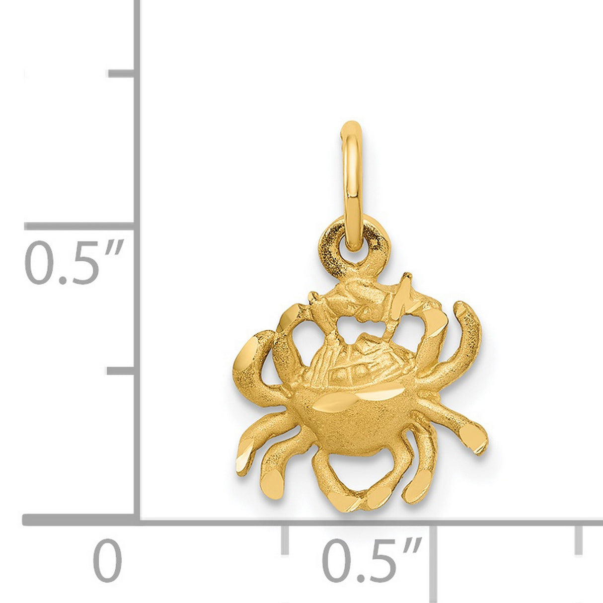 Satin Finish Cancer Crab Zodiac Sign Charm Pendant in Real 14k Yellow Gold