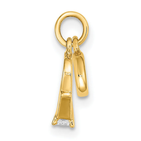 14k Yellow Gold Engagement Ring Charm Pendant with Cubic Zirconia, Romantic Bridal Jewelry
