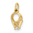 14k Yellow Gold Engagement Ring Charm Pendant with Cubic Zirconia, Romantic Bridal Jewelry