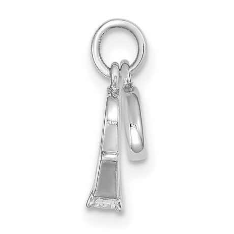 14k White Gold Basketball Hoop Pendant with Cubic Zirconia, Sports Charm for Athletes and Fans