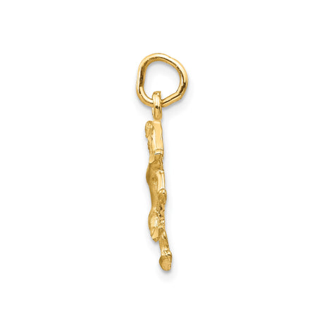 14k Yellow Gold Rearing Lion Pendant Charm with Heraldic Crest Design