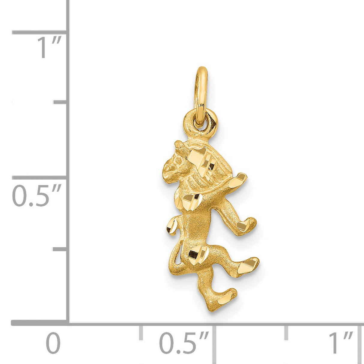 Satin Finish Leo Lion Zodiac Sign Charm Pendant in Real 14k Yellow Gold