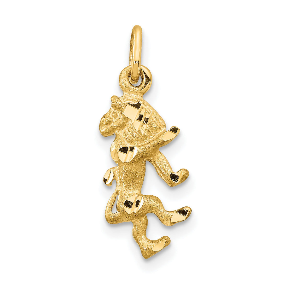 Satin Finish Leo Lion Zodiac Sign Charm Pendant in Real 14k Yellow Gold