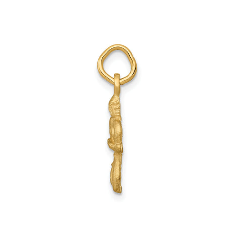14k Yellow Gold Virgo Zodiac Pendant with Kneeling Woman, Astrology Medallion for Women