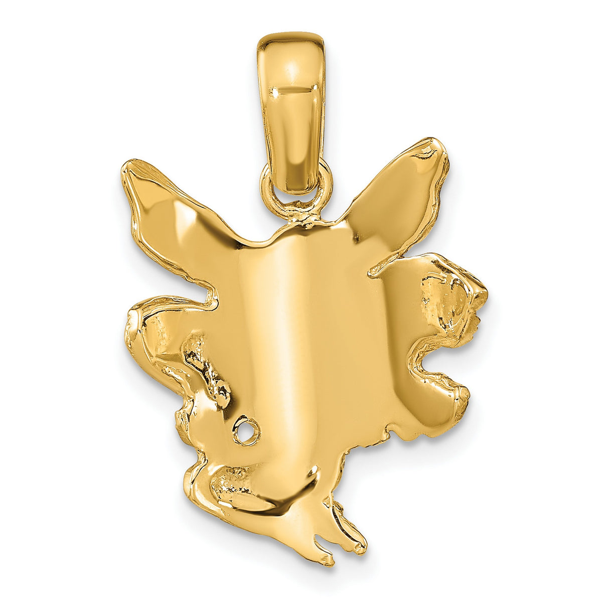 14k Yellow Gold Fairy Pendant with Winged Female Figure, Fantasy-Inspired Design