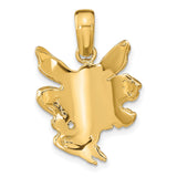 14k Yellow Gold Fairy Pendant with Winged Female Figure, Fantasy-Inspired Design