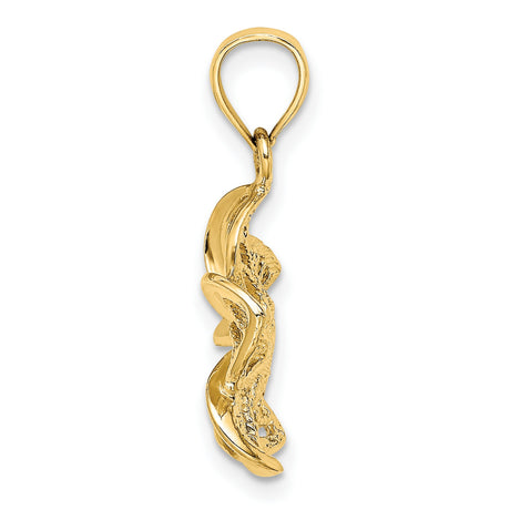 14k Yellow Gold Plumeria Pendant with Openwork Floral Design, Tropical Flower Charm for Women