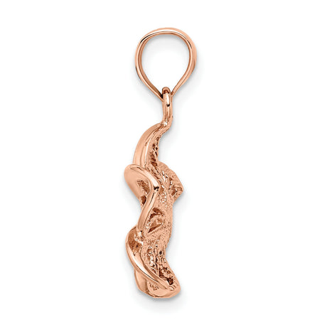 14k Rose Gold Plumeria Pendant, Openwork Flower Design with Filigree Detailing