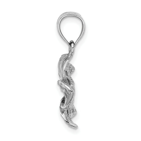 14k White Gold Plumeria Flower Pendant with Open Filigree Petal Design for Women