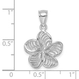 14k White Gold Plumeria Flower Pendant with Open Filigree Petal Design for Women