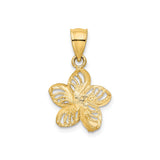 14k Yellow Gold Orchid Flower Pendant, Delicate Openwork Floral Charm for Women
