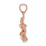 14k Rose Gold Orchid Pendant, Delicate Openwork Floral Charm, Botanical Nature-Inspired Jewelry