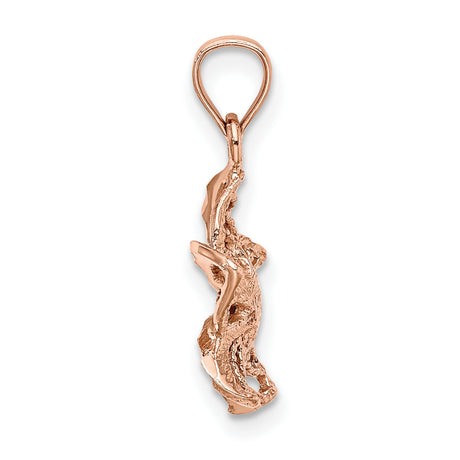 14k Rose Gold Orchid Pendant, Delicate Openwork Floral Charm, Botanical Nature-Inspired Jewelry