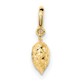14k Yellow Gold Heart Charm Pendant with Diamond Cut Texture and Polished Finish