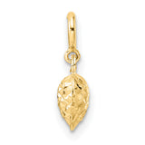 14k Yellow Gold Heart Charm Pendant with Diamond Cut Texture and Polished Finish