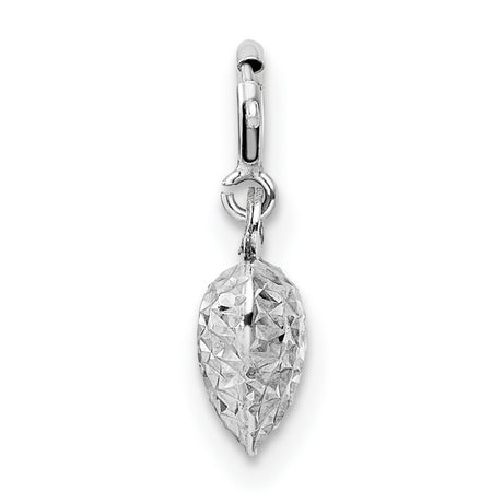 14k White Gold Heart Charm Pendant with Textured Diamond Cut Design