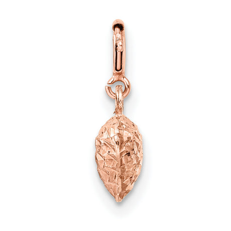 14k Rose Gold Heart Pendant Charm with Diamond Cut Finish, Textured Love Symbol for Women
