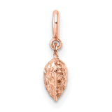 14k Rose Gold Heart Pendant Charm with Diamond Cut Finish, Textured Love Symbol for Women