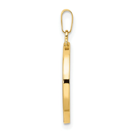 14k Yellow Gold Pendant with Interlocking Open Hearts in Circle Frame, Romantic Jewelry for Women