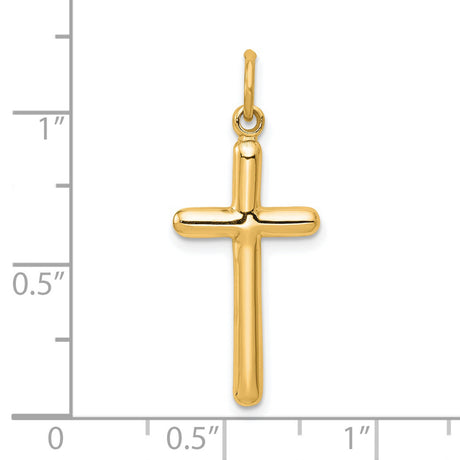14k Yellow Gold Cross Pendant, Polished Latin Cross Charm, Minimalist Religious Jewelry