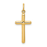 14k Yellow Gold Cross Pendant, Polished Latin Cross Charm, Minimalist Religious Jewelry