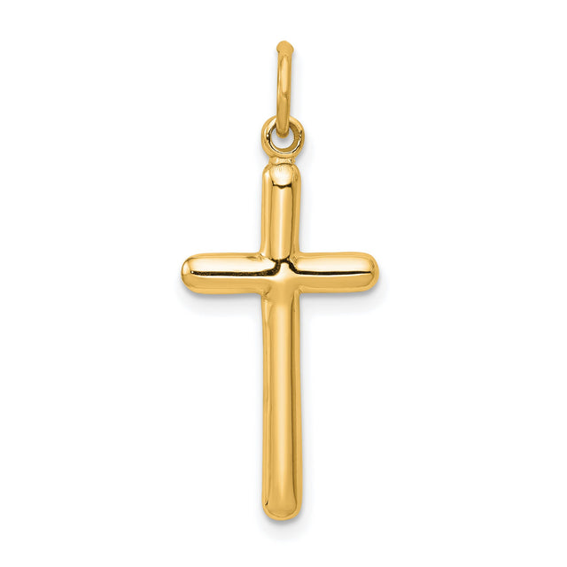 14k Yellow Gold Cross Pendant, Polished Latin Cross Charm, Minimalist Religious Jewelry
