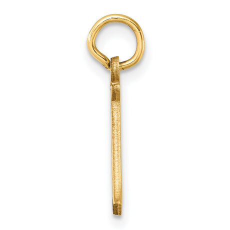 14k Yellow Gold Initial A Pendant Charm, Polished and Textured Diamond Cut Letter Design