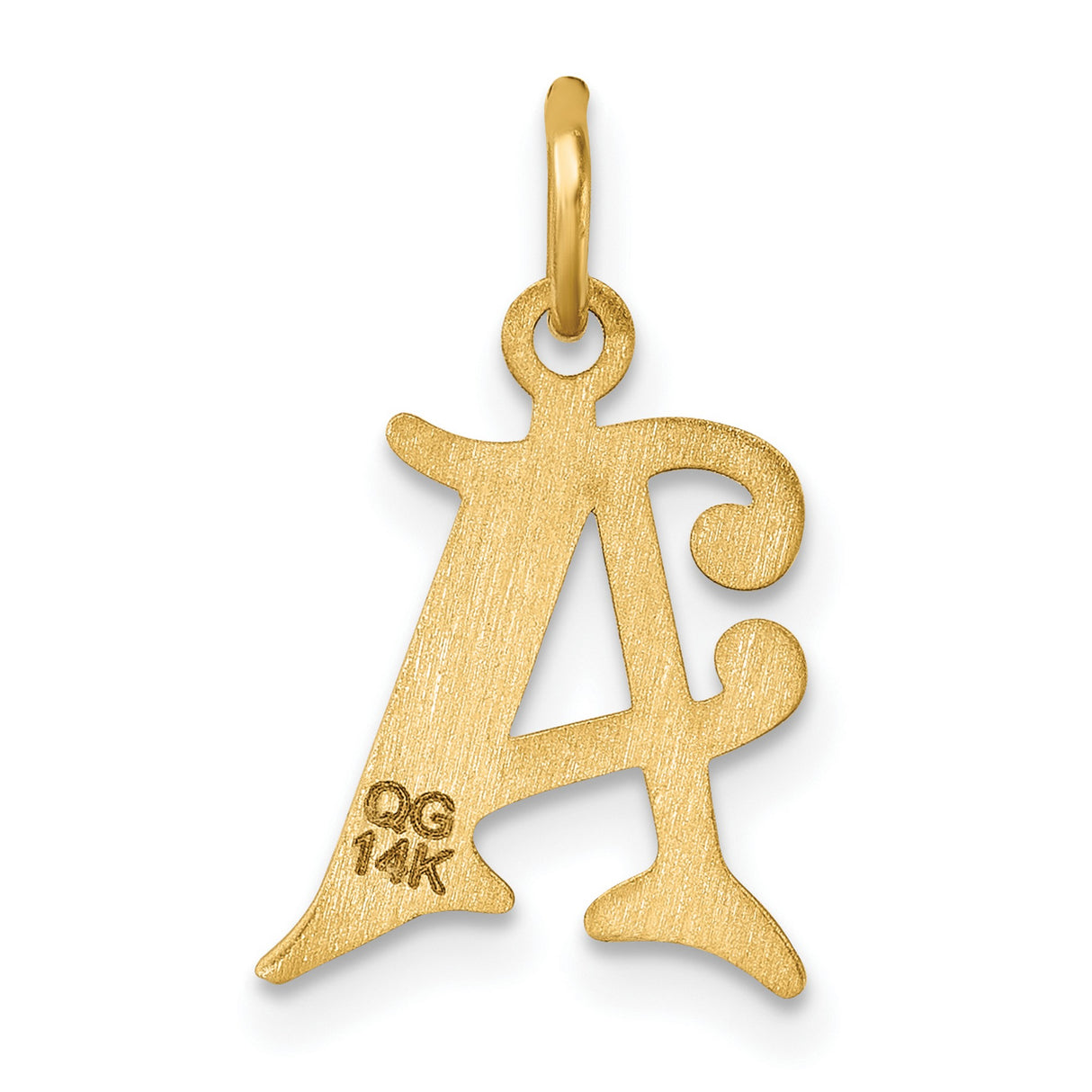14k Yellow Gold Initial A Pendant Charm, Polished and Textured Diamond Cut Letter Design