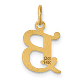 14k Yellow Gold Letter B Pendant, Polished Textured Initial Charm for Women