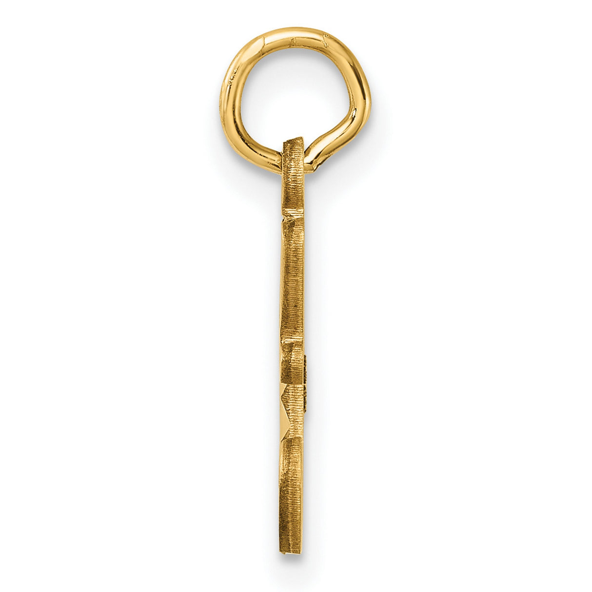 14k Yellow Gold Initial C Pendant, Polished and Textured Script Letter Charm for Women or Unisex