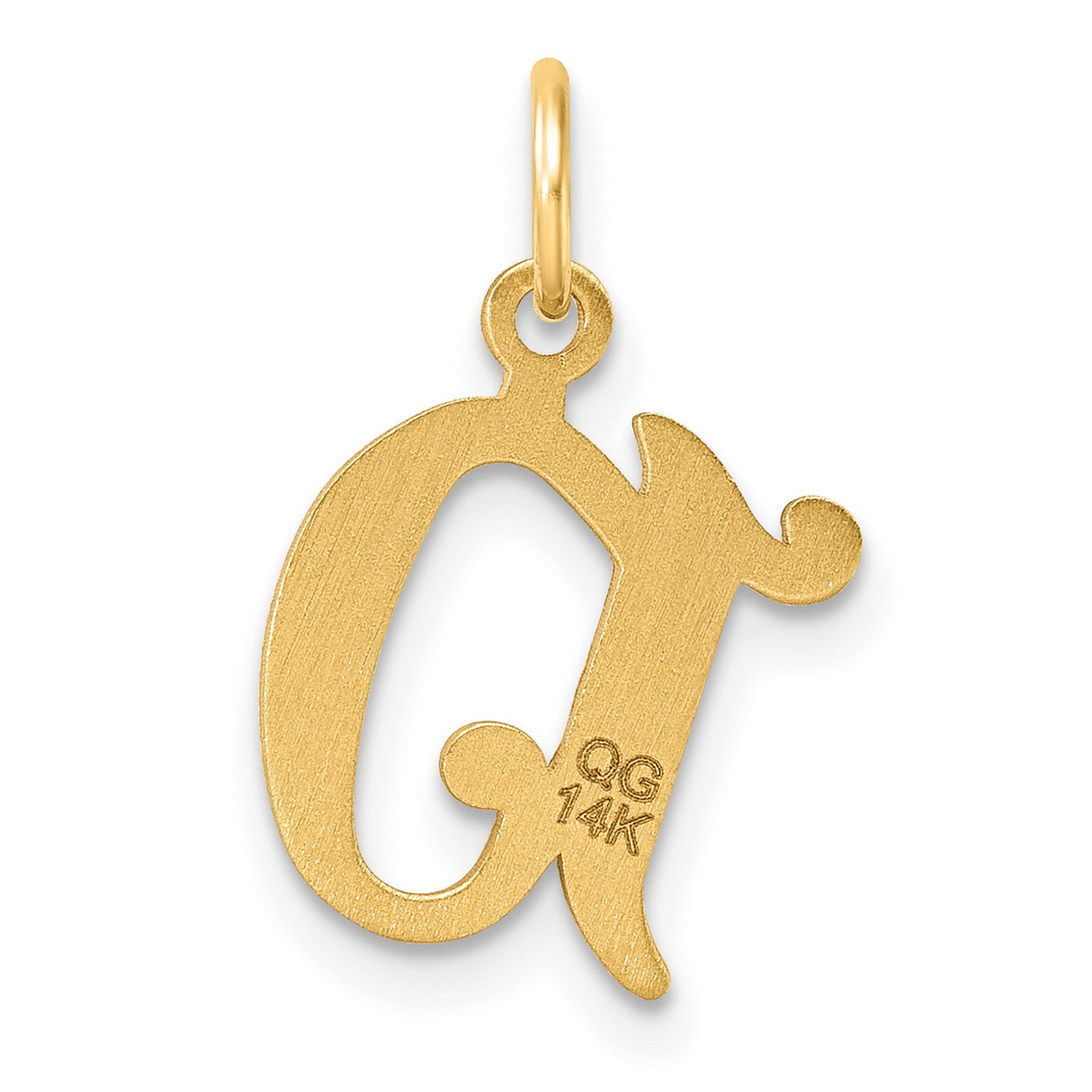 14k Yellow Gold Script Letter D Pendant with Polished Diagonal Accents, Unisex Initial Charm