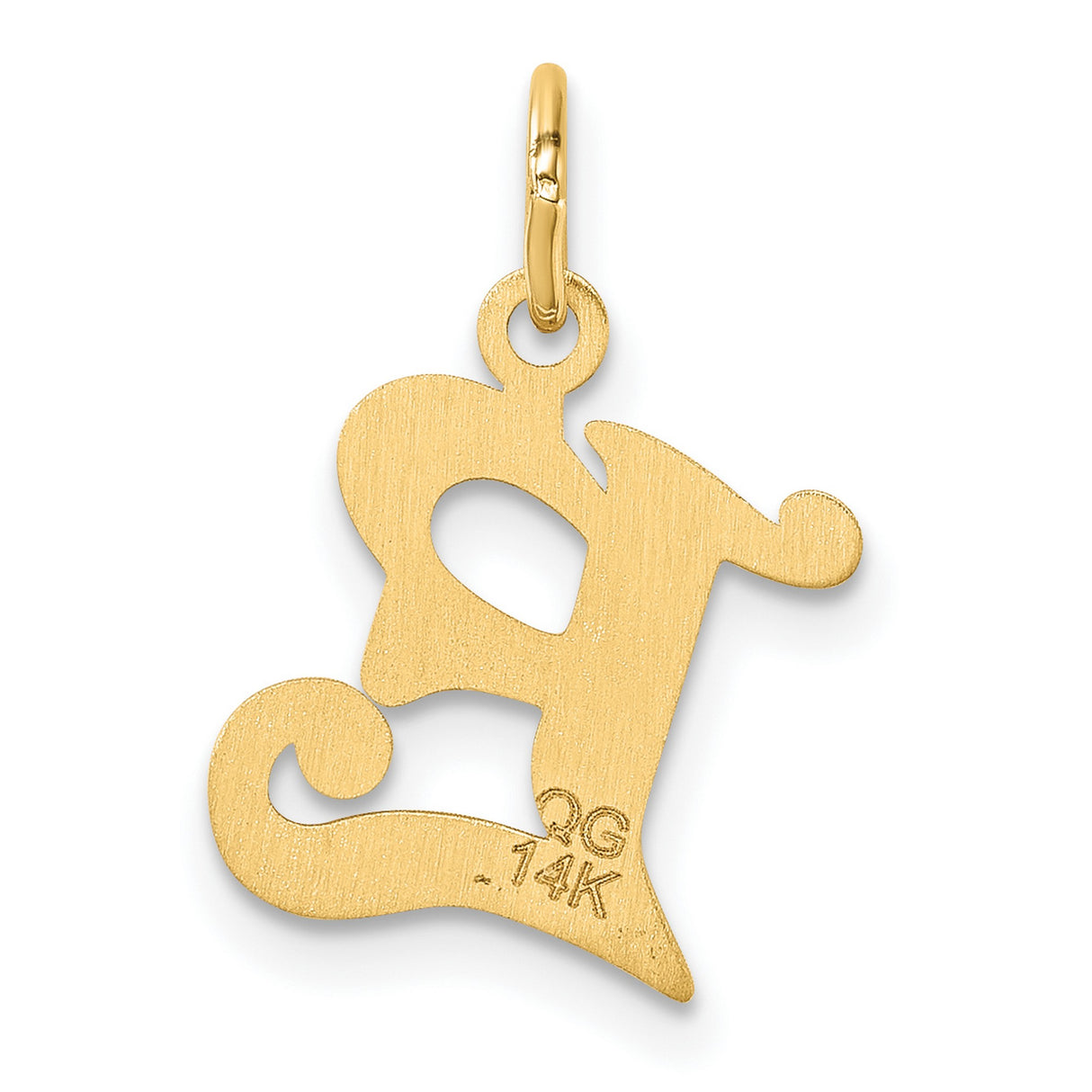 14k Yellow Gold Letter R Pendant, Decorative Script Monogram Charm