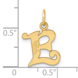14k Yellow Gold Letter R Pendant, Decorative Script Monogram Charm