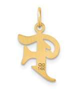 14k Yellow Gold Script F Pendant Charm with Polished and Satin Finish