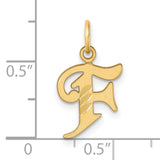 14k Yellow Gold Script F Pendant Charm with Polished and Satin Finish