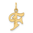 14k Yellow Gold Script F Pendant Charm with Polished and Satin Finish