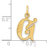 14k Yellow Gold Pendant, Decorative Script Letter G Charm, Unisex Alphabet Jewelry