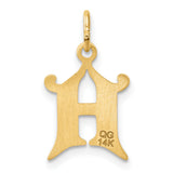 14k Yellow Gold Initial H Pendant, Cut-Out Script Design with Diamond-Cut Accents