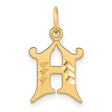 14k Yellow Gold Initial H Pendant, Cut-Out Script Design with Diamond-Cut Accents