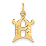 14k Yellow Gold Initial H Pendant, Cut-Out Script Design with Diamond-Cut Accents