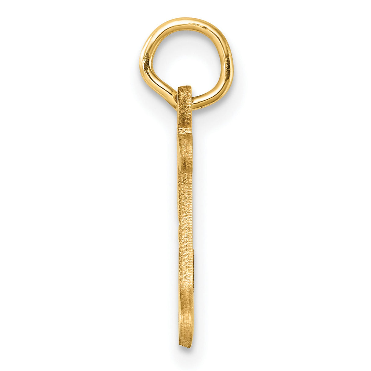 14k Yellow Gold Pendant, Letter I Charm with Polished Diagonal Accents, Whimsical Monogram Design