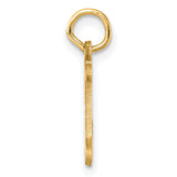 14k Yellow Gold Pendant, Letter I Charm with Polished Diagonal Accents, Whimsical Monogram Design