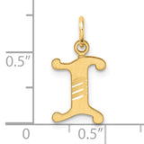 14k Yellow Gold Pendant, Letter I Charm with Polished Diagonal Accents, Whimsical Monogram Design