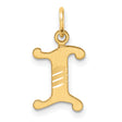 14k Yellow Gold Pendant, Letter I Charm with Polished Diagonal Accents, Whimsical Monogram Design