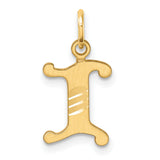 14k Yellow Gold Pendant, Letter I Charm with Polished Diagonal Accents, Whimsical Monogram Design