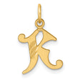 14k Yellow Gold Initial K Pendant with Polished and Satin Finish, Diagonal Accents