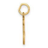 14k Yellow Gold Script Letter L Pendant Charm with Brushed Finish and Polished Accents