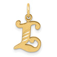 14k Yellow Gold Script Letter L Pendant Charm with Brushed Finish and Polished Accents