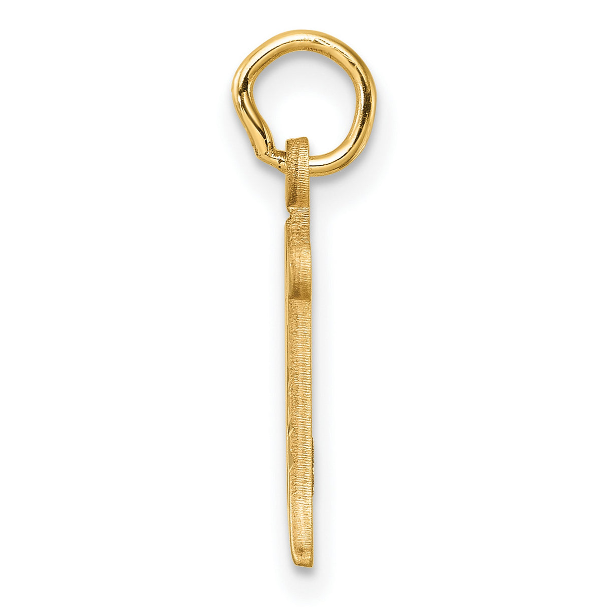 14k Yellow Gold Initial M Pendant with Decorative Cut Design, Old English Letter Charm
