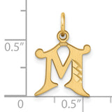 14k Yellow Gold Initial M Pendant with Decorative Cut Design, Old English Letter Charm